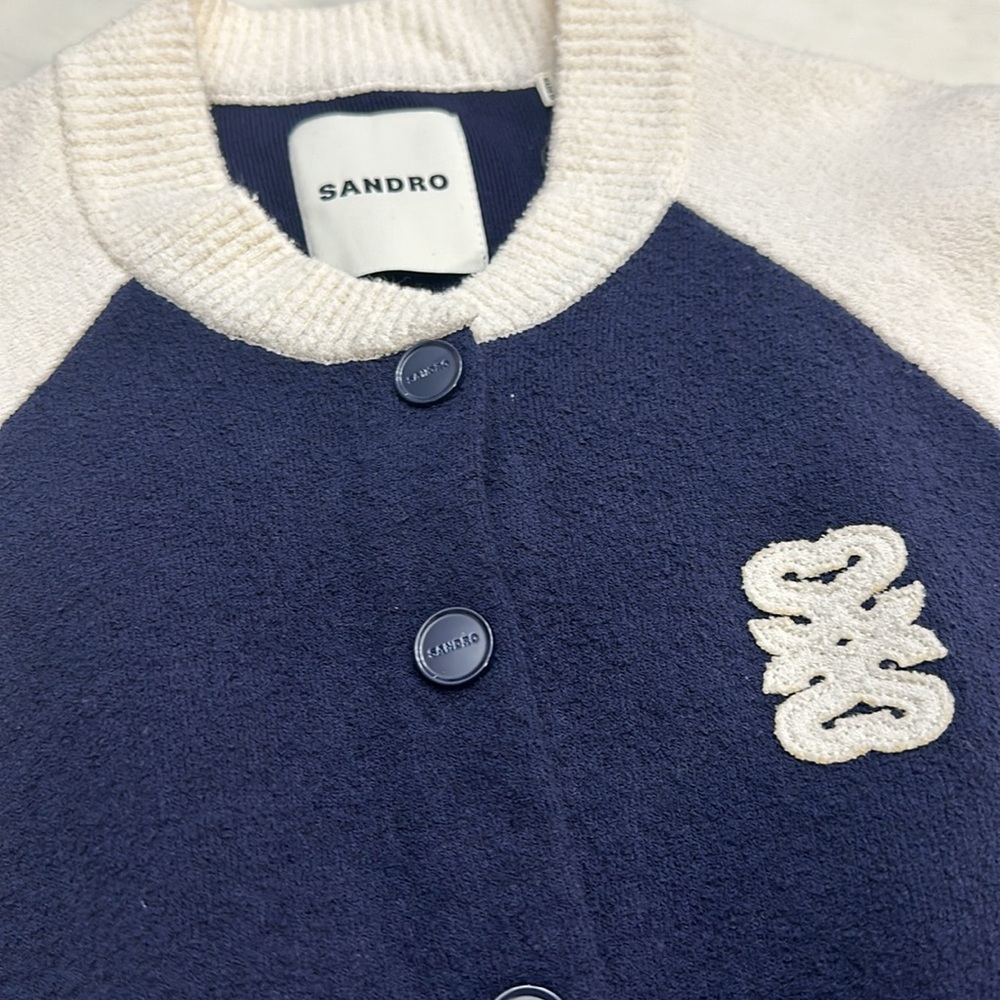 Sandro Navy and Cream Cardigan - Picture 7 of 7
